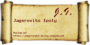 Jagerovits Ipoly névjegykártya